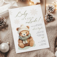 Baby it's Cold Outside Sage Baby Shower Invitation