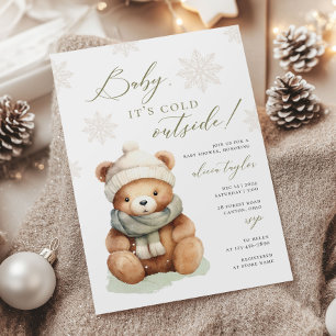 Baby it's Cold Outside Sage Baby Shower Invitation
