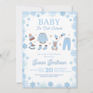 Baby It's Cold Outside Shower Blue Boys Winter  Invitation