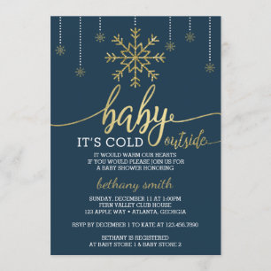 Baby It's Cold Outside Shower Invite Faux Glitter