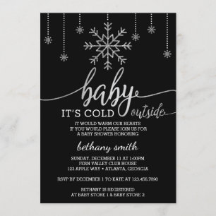 Baby It's Cold Outside Shower Invite, Faux Glitter Invitation
