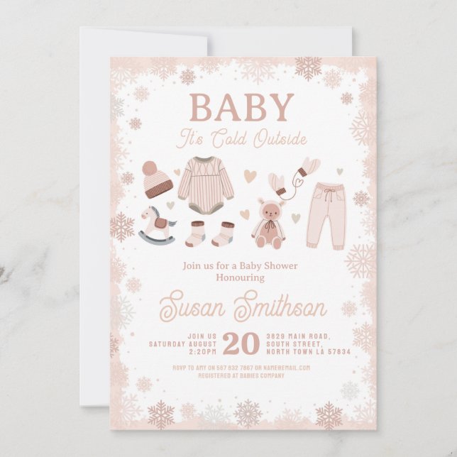 Baby It's Cold Outside Shower Neutral Snow  Invitation (Front)