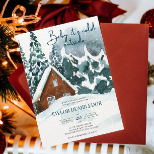 Baby it's cold outside Shower Winter Christmas Invitation
