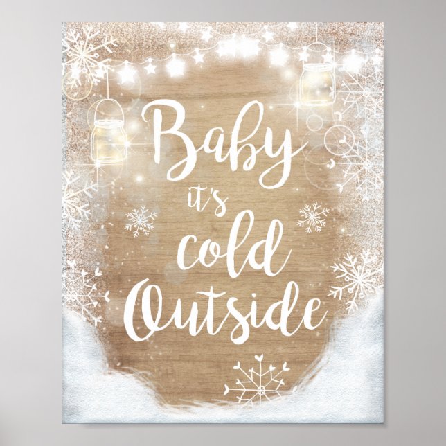Baby It's Cold Outside Sign Winter Decor Rustic (Front)