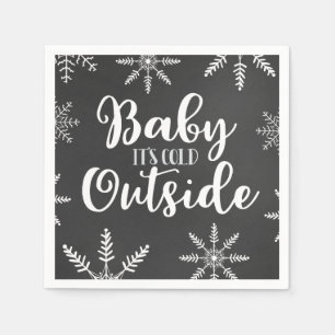 Baby Its Cold Outside Silver Winter Baby Shower Napkin