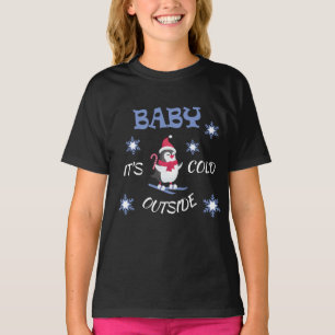 Baby It's Cold Outside Skiing Penguin T-Shirt