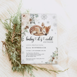 Baby It's Cold Outside Sleeping Deer Winter Shower Invitation