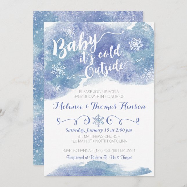 Baby It's Cold Outside Snow Baby Shower Invitation (Front/Back)