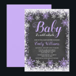 Baby Its Cold Outside Snow Purple Girl Baby Shower Invitation<br><div class="desc">Cute girl winter themed baby shower invitations. This stylish design features a purple and white snowflake border and script font on a chalkboard background.</div>
