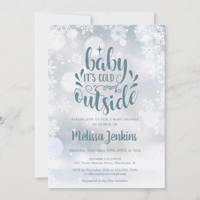 Baby It's Cold Outside Snow Winter Baby Shower Invitation (Front)