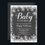 Baby It's Cold Outside Snow Winter Baby Shower Invitation<br><div class="desc">Trendy winter themed baby shower invitations. This stylish design features a white snowflake border and script font on a chalkboard background.</div>