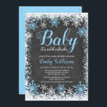 Baby Its Cold Outside Snow Winter Boy Baby Shower Invitation<br><div class="desc">Trendy boy winter themed baby shower invitations. This stylish design features a blue and white snowflake border and script font on a chalkboard background.</div>