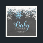 Baby Its Cold Outside Snow Winter Boy Baby Shower Napkin<br><div class="desc">Boy winter themed baby shower paper napkins. This trendy design features blue and white snowflakes on a chalkboard background.</div>