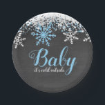 Baby Its Cold Outside Snow Winter Boy Baby Shower Paper Plate<br><div class="desc">Boy winter themed baby shower paper plates. This cute design features blue and white snowflakes on a chalkboard background.</div>