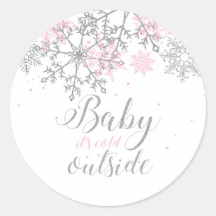 Baby It's Cold Outside Snowflake Baby Shower Classic Round Sticker