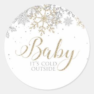 Baby It's Cold Outside Snowflake Baby Shower Classic Round Sticker