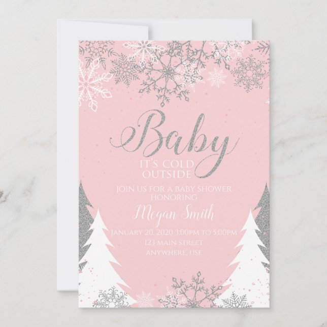 Baby It's cold outside snowflake baby shower Invitation (Front)
