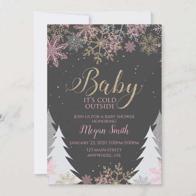 Baby It's Cold Outside Snowflake Baby Shower Invitation (Front)