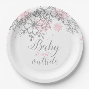 Baby It's Cold Outside Snowflake Baby Shower Paper Paper Plate