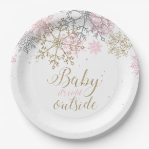 Baby It's Cold Outside Snowflake Baby Shower Paper Paper Plate