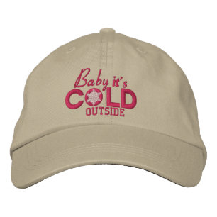 Baby It's Cold Outside Snowflake Girly Pink Embroidered Hat