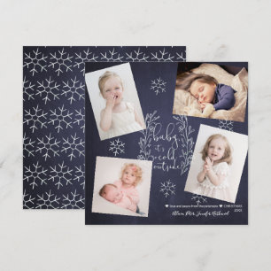 Baby It's Cold Outside Snowflakes 4 Photos Navy Invitation