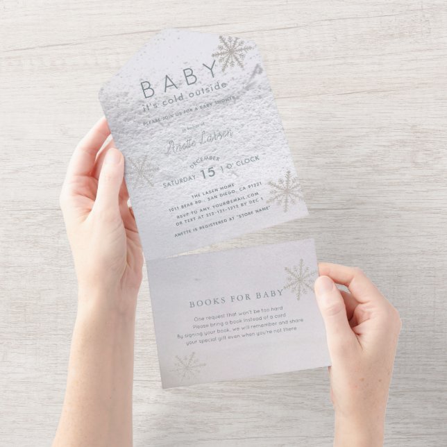 Baby It's Cold Outside Snowflakes Baby Shower All  All In One Invitation (Tearaway)