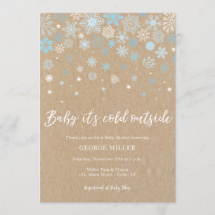 Baby it's cold outside, snowflakes baby shower invitation
