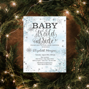Baby It's Cold Outside Snowflakes Baby Shower Invitation