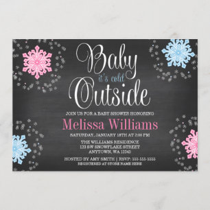 Baby It's Cold Outside Snowflakes Baby Shower Invitation