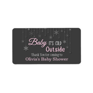 Baby Its Cold Outside Snowflakes Baby Shower Label