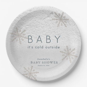 Baby It's Cold Outside Snowflakes Baby Shower Paper Plate