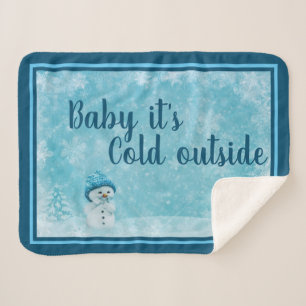 Baby It's cold outside snowman and snowflakes Sherpa Blanket