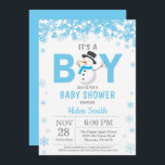 Baby its Cold Outside Snowman Boy Baby Shower Invitation<br><div class="desc">Baby its Cold Outside Winter Snowman Boy Baby Shower Invitation. Baby its cold outside Baby Shower invitation. Blue and White Snowflake. Boy Baby Shower Invitation. Winter Holiday Baby Shower Invite. White Background. For further customisation,  please click the "Customise it" button and use our design tool to modify this template.</div>