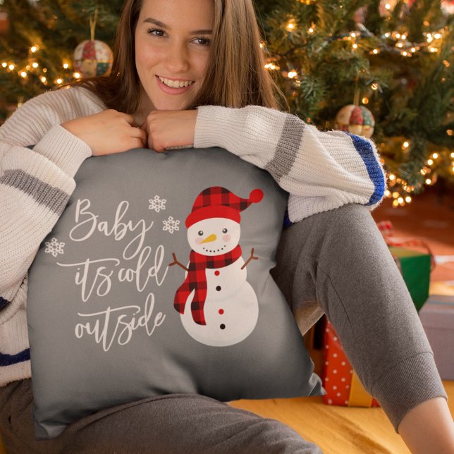 Baby It's Cold Outside Snowman Christmas Cushion (Creator Uploaded)