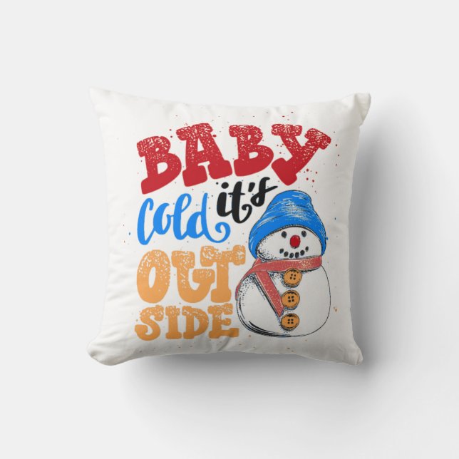 Baby It's Cold Outside Snowman Cushion (Front)
