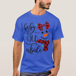 Baby Its Cold Outside Snowman Face Buffalo Plaid C T-Shirt