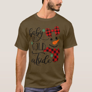 Baby Its Cold Outside Snowman Face Buffalo Plaid C T-Shirt