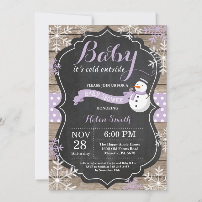 Baby its Cold Outside Snowman Girl Baby Shower Invitation (Front)
