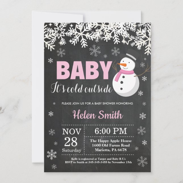 Baby its Cold Outside Snowman Girl Baby Shower Invitation (Front)