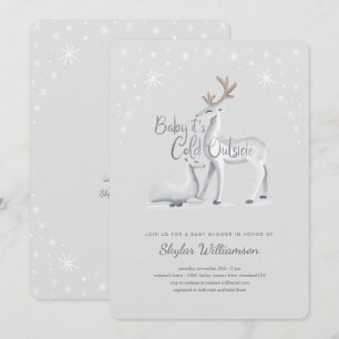Baby It's Cold Outside Snowy Christmas Winter Deer Invitation