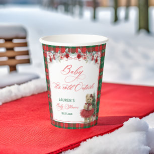 Baby Its Cold Outside Teddy Bear Girl Baby Shower Paper Cups