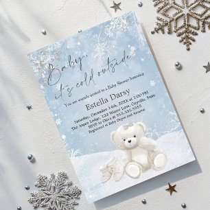 Baby, It's Cold Outside Teddy Bear snowflakes Invitation