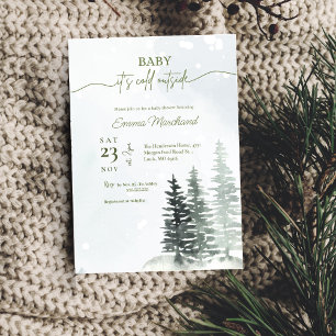 Baby it's cold outside Tree Wonderland baby shower Invitation