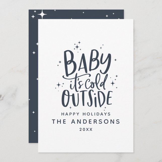 Baby its cold outside typography Christmas holiday Save The Date (Front/Back)