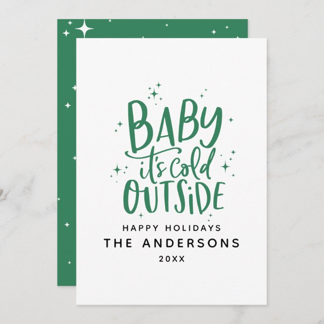 Baby its cold outside typography Christmas holiday Save The Date (Front/Back)