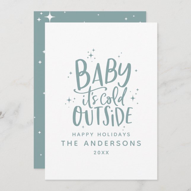 Baby its cold outside typography Christmas holiday Save The Date (Front/Back)