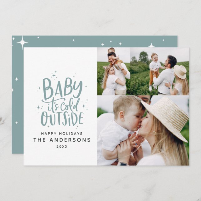 Baby its cold outside typography Christmas photo Save The Date (Front/Back)