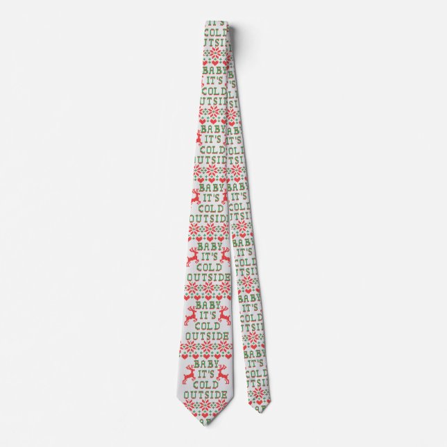 Baby It's Cold Outside Ugly Sweater Style Tie (Front)