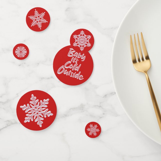 Baby It's Cold Outside Warm Red Frozen Christmas Confetti (Group)
